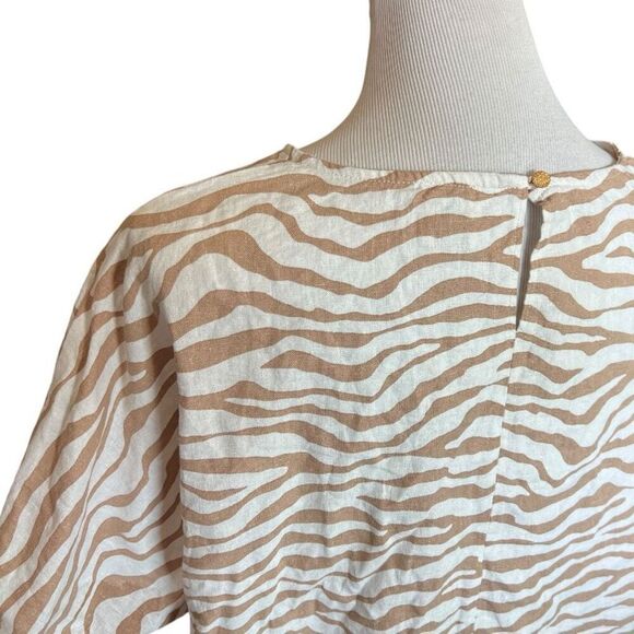 Womens Anne Klein Zebra Animal Print Linen Knot Front Top Blouse - Sz XL - Picture 2 of 2
